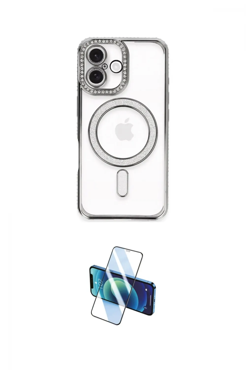 ieg™ iPhone 16 Plus Kılıf Zirve Doku Prime - Siyah 3D Antistatik Cam Ekran Koruyucu