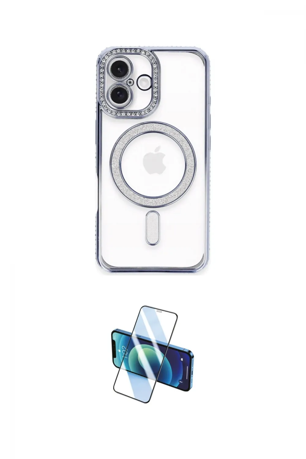 ieg™ iPhone 16 Plus Kılıf Zirve Doku Prime - Siyah 3D Antistatik Cam Ekran Koruyucu
