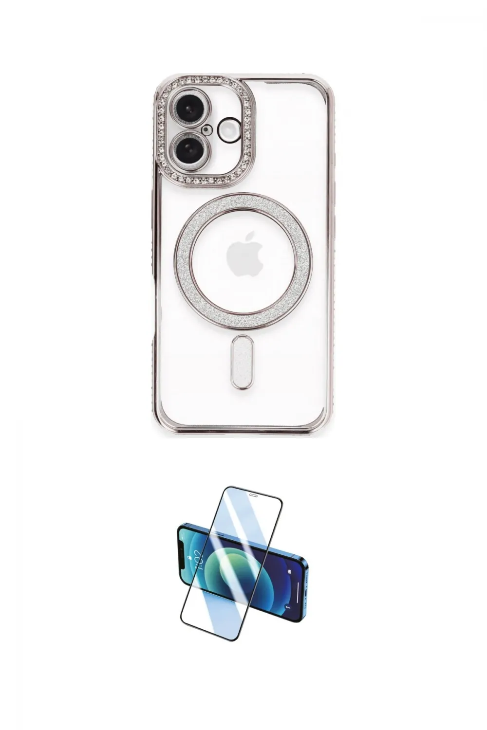 ieg™ iPhone 16 Plus Kılıf Zirve Doku Prime - Siyah 3D Antistatik Cam Ekran Koruyucu