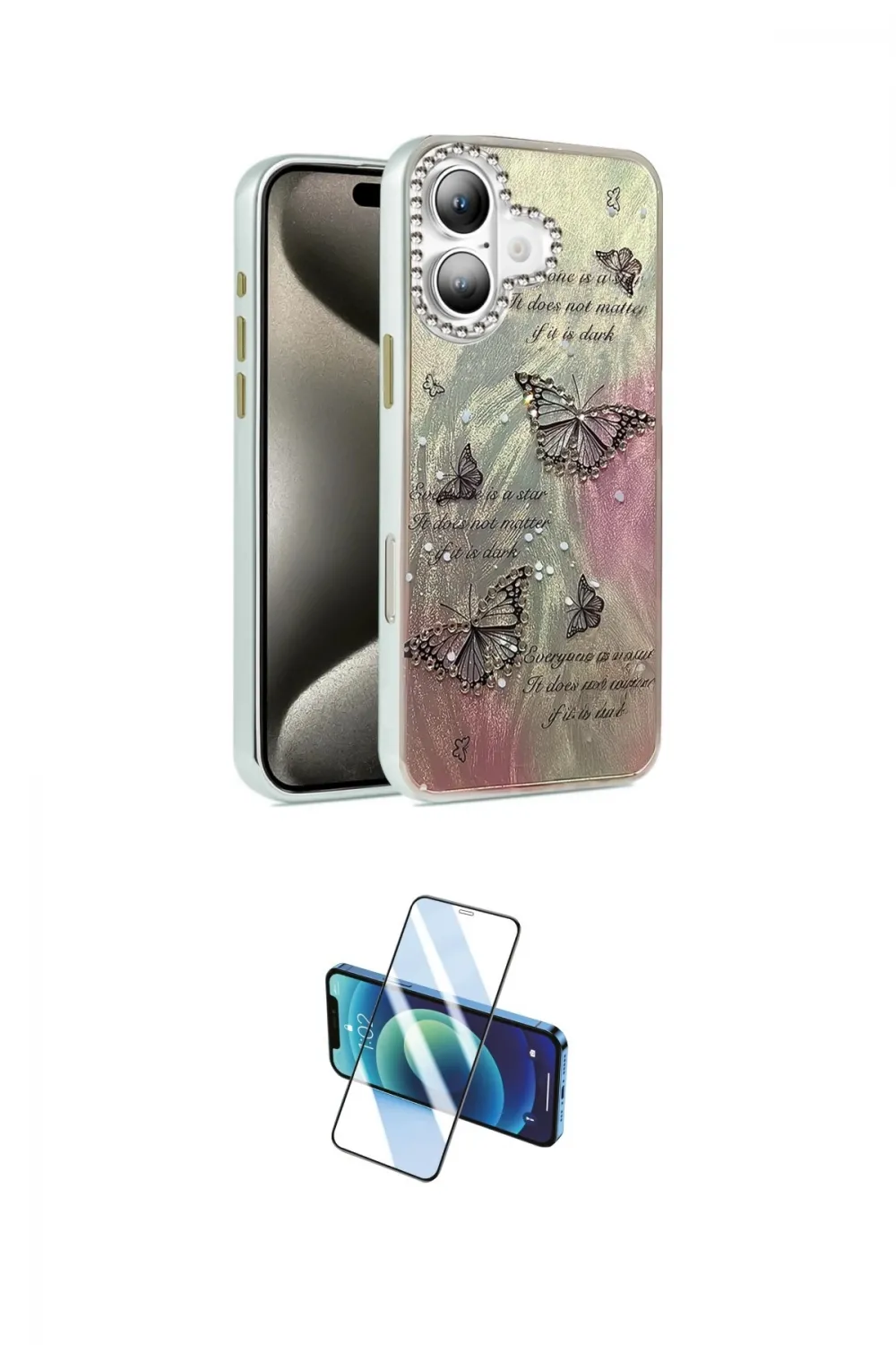 ieg™ iPhone 16 Plus Kılıf Zirve Modern Prime - Siyah 3D Antistatik Cam Ekran Koruyucu