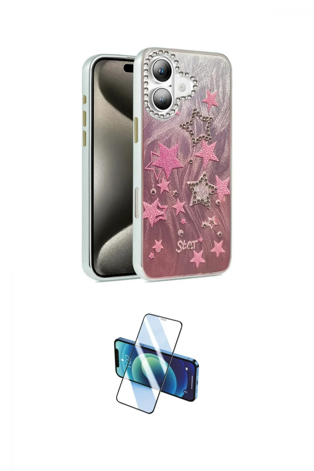ieg™ iPhone 16 Plus Kılıf Zirve Modern Prime - Siyah 3D Antistatik Cam Ekran Koruyucu