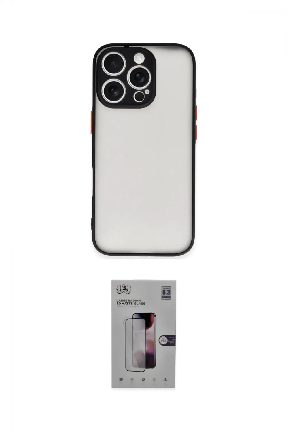 ieg™ iPhone 16 Pro Kılıf Ahenk Çizgi Serisi - Siyah Bilvis 3D Mat Cam Ekran Koruyucu