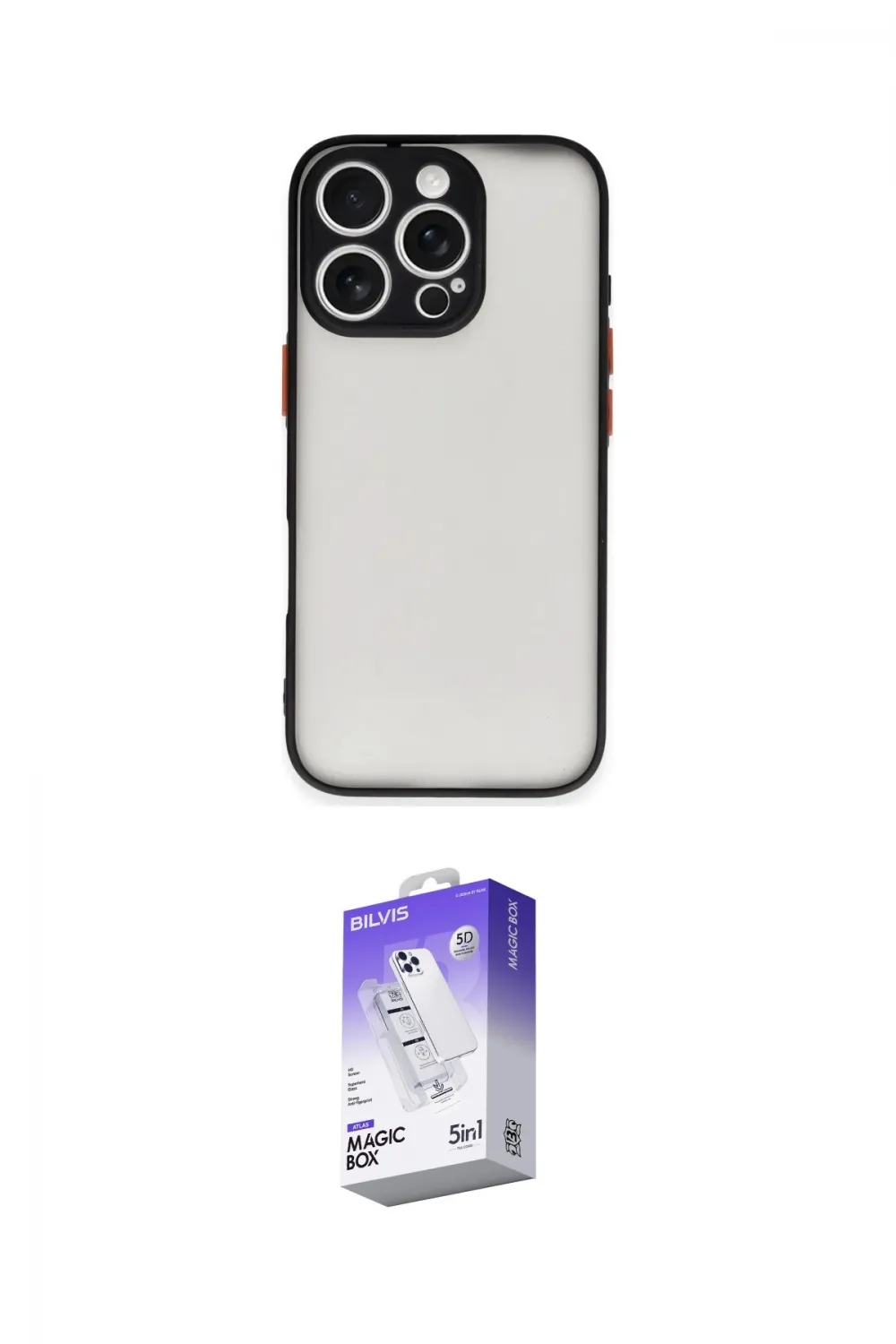 ieg™ iPhone 16 Pro Kılıf Ahenk Çizgi Serisi - Siyah Bilvis 5in1 3D Magic Cam Ekran Koruyucu