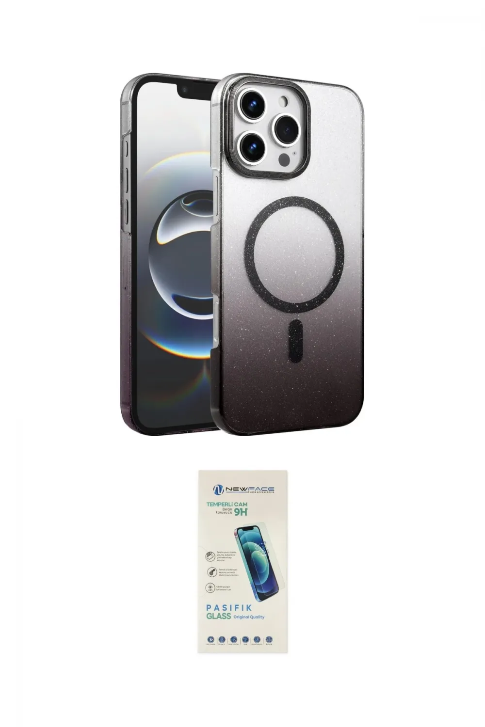 ieg™ iPhone 16 Pro Kılıf Ahenk Doku Özel Seri - Şeffaf Pasifik Cam Ekran Koruyucu