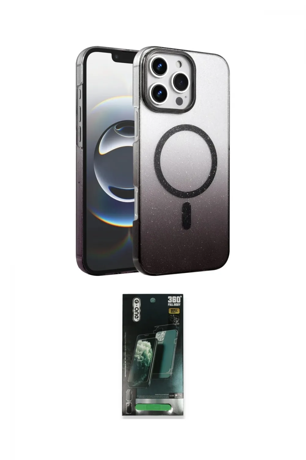 ieg™ iPhone 16 Pro Kılıf Ahenk Doku Özel Seri - Siyah 360 Mat Full Body Arka Koruyucu