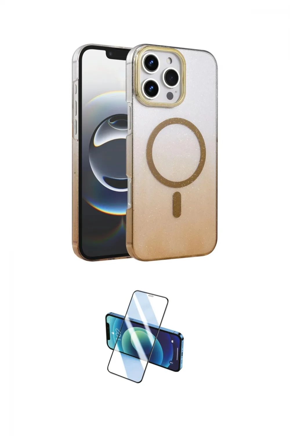 ieg™ iPhone 16 Pro Kılıf Ahenk Doku Özel Seri - Siyah 3D Antistatik Cam Ekran Koruyucu