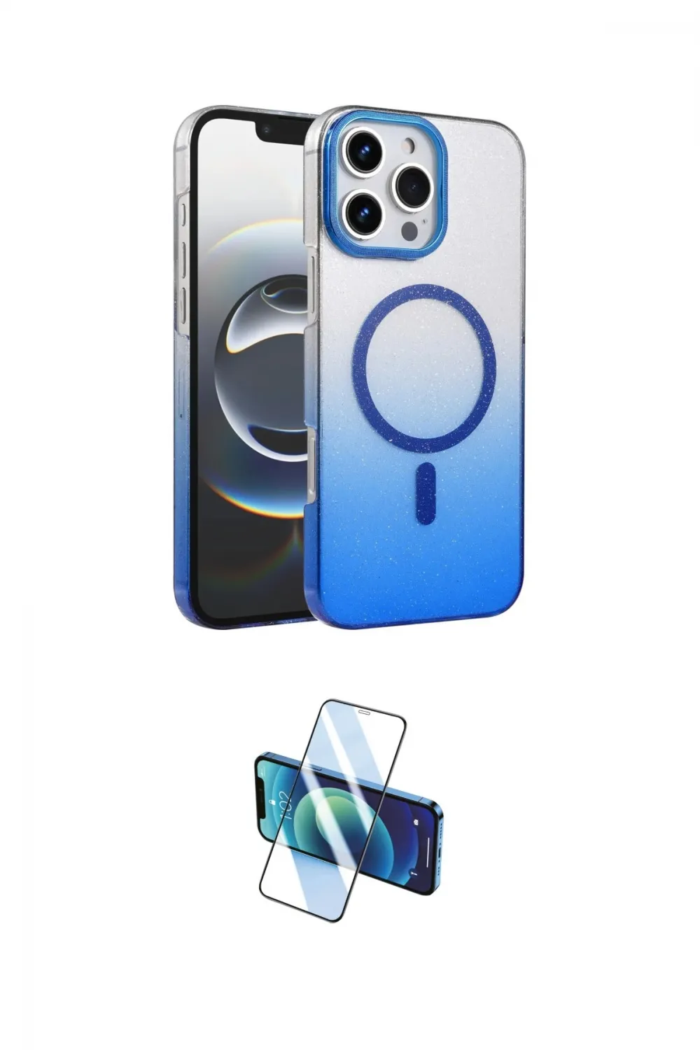 ieg™ iPhone 16 Pro Kılıf Ahenk Doku Özel Seri - Siyah 3D Antistatik Cam Ekran Koruyucu