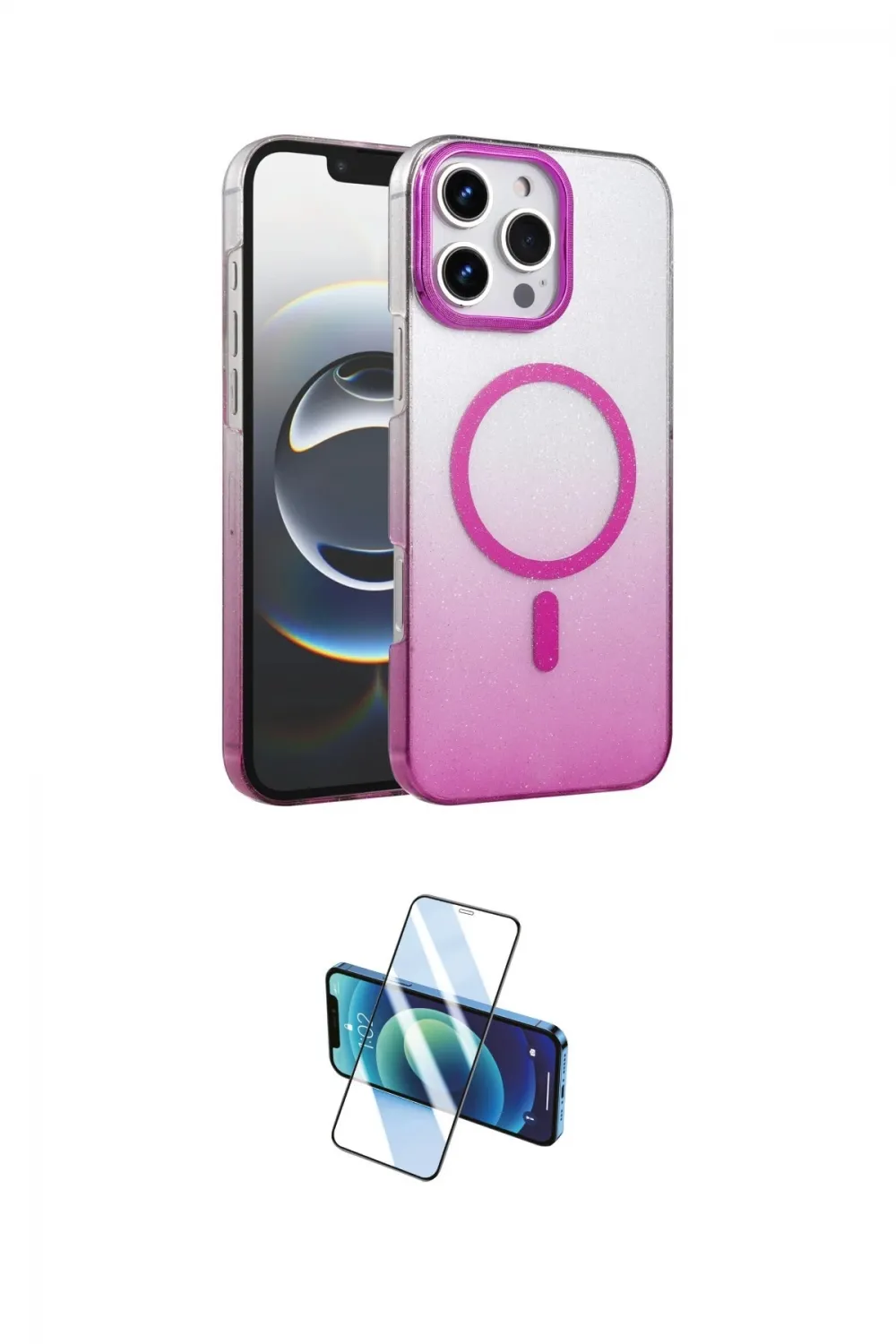 ieg™ iPhone 16 Pro Kılıf Ahenk Doku Özel Seri - Siyah 3D Antistatik Cam Ekran Koruyucu
