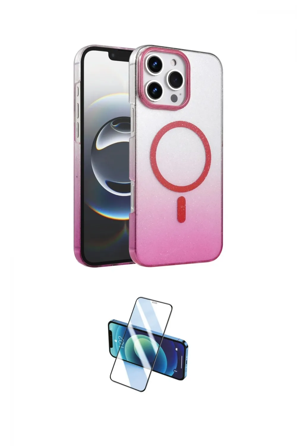 ieg™ iPhone 16 Pro Kılıf Ahenk Doku Özel Seri - Siyah 3D Antistatik Cam Ekran Koruyucu