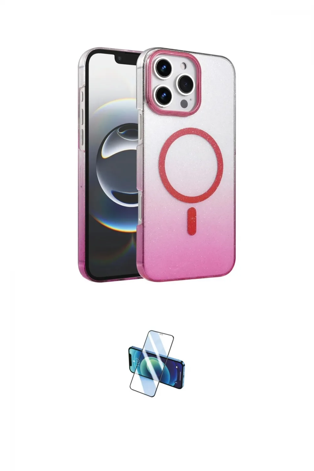 ieg™ iPhone 16 Pro Kılıf Ahenk Doku Özel Seri - Siyah 3D Antistatik Seramik Nano Ekran Koruyucu