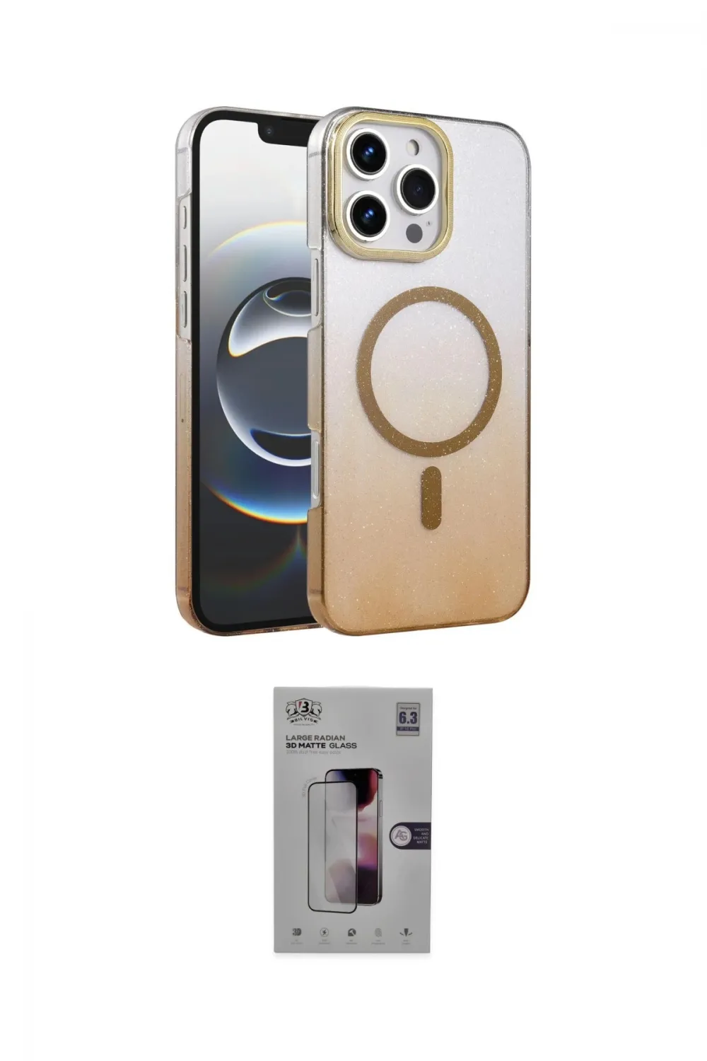 ieg™ iPhone 16 Pro Kılıf Ahenk Doku Özel Seri - Siyah Bilvis 3D Mat Cam Ekran Koruyucu