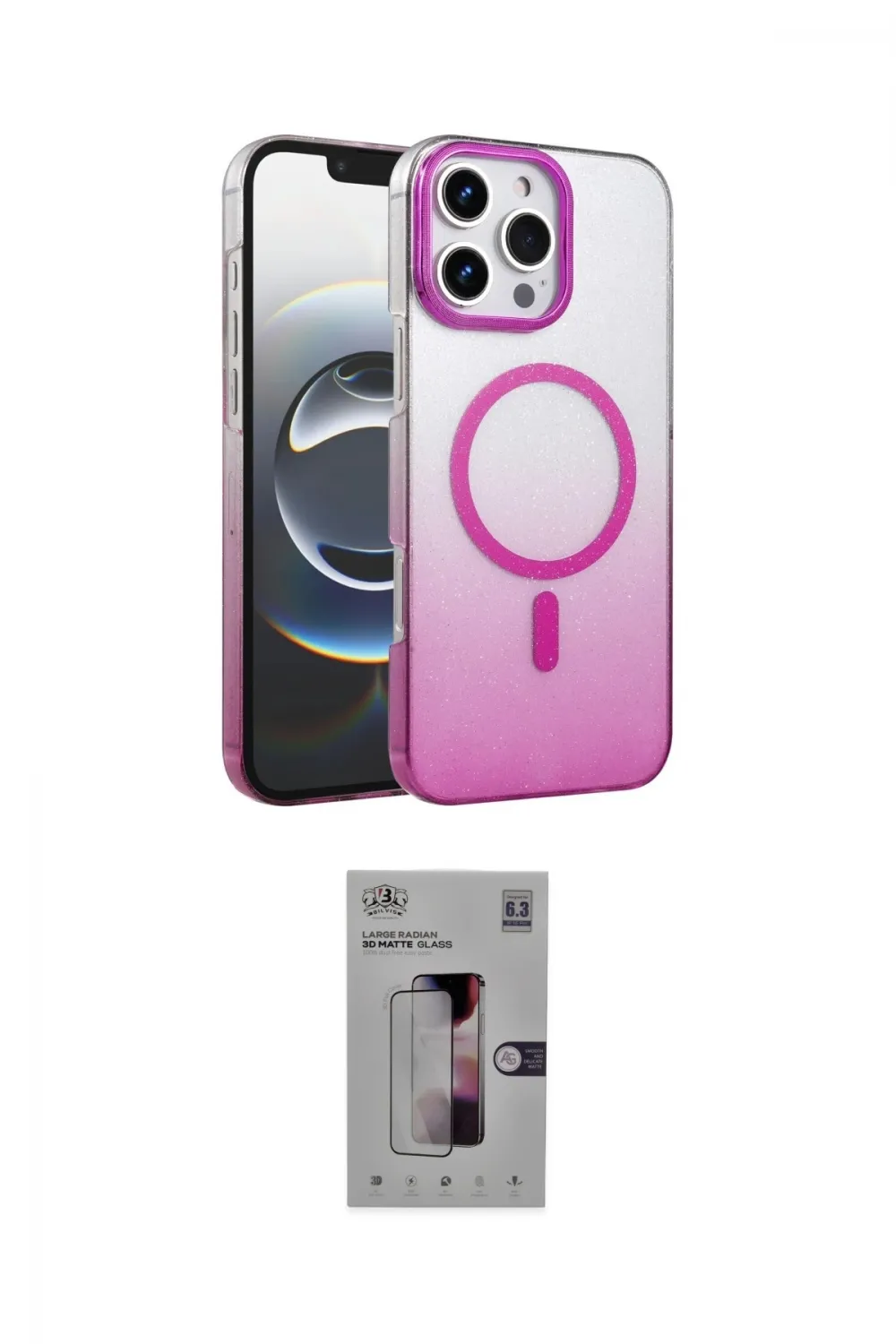 ieg™ iPhone 16 Pro Kılıf Ahenk Doku Özel Seri - Siyah Bilvis 3D Mat Cam Ekran Koruyucu