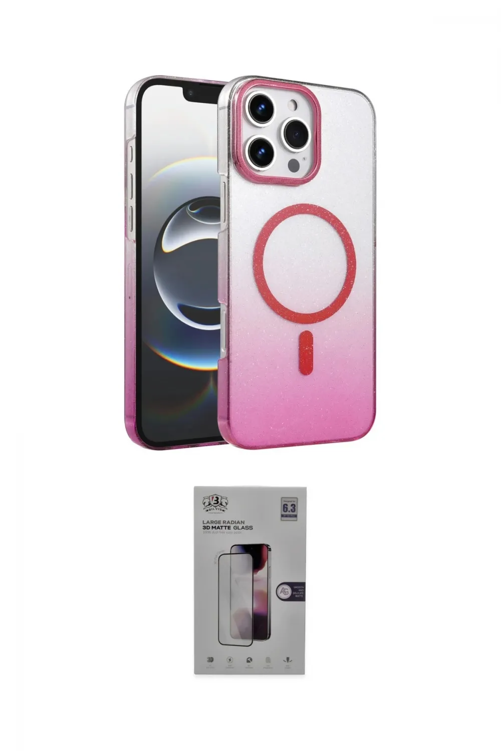 ieg™ iPhone 16 Pro Kılıf Ahenk Doku Özel Seri - Siyah Bilvis 3D Mat Cam Ekran Koruyucu