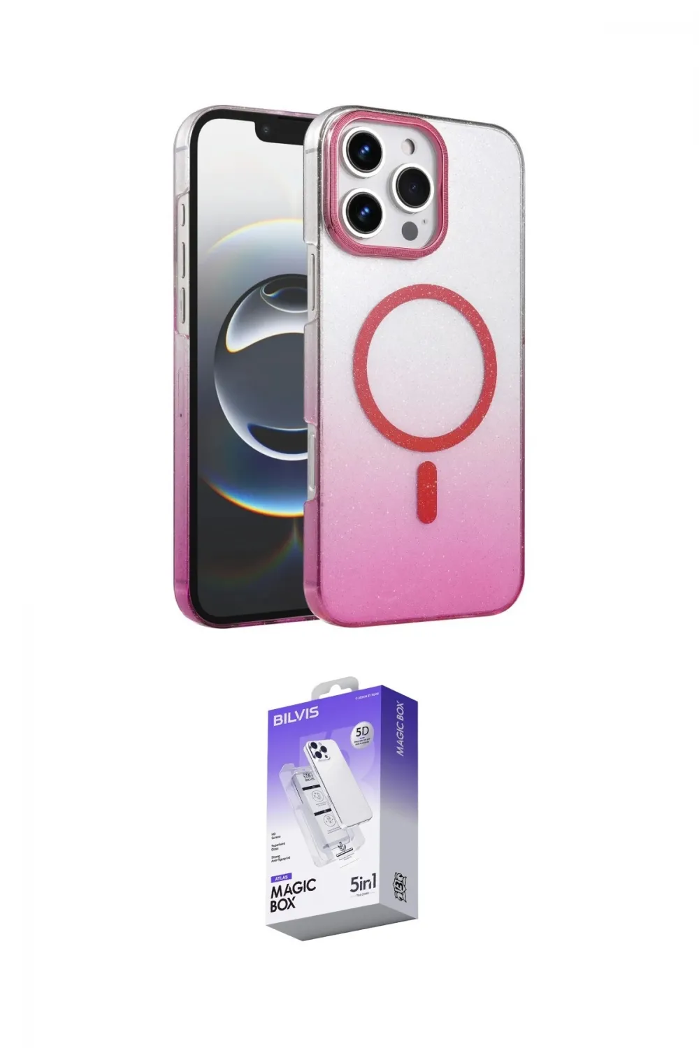 ieg™ iPhone 16 Pro Kılıf Ahenk Doku Özel Seri - Siyah Bilvis 5in1 3D Magic Cam Ekran Koruyucu