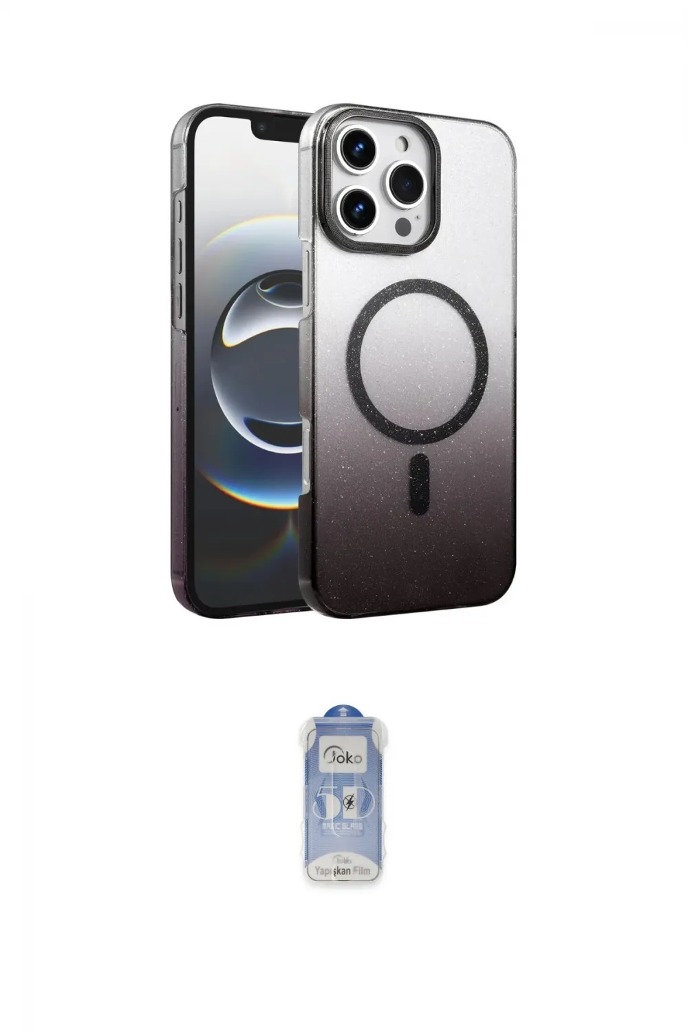 ieg™ iPhone 16 Pro Kılıf Ahenk Doku Özel Seri - Siyah Joko Magic 5D Cam