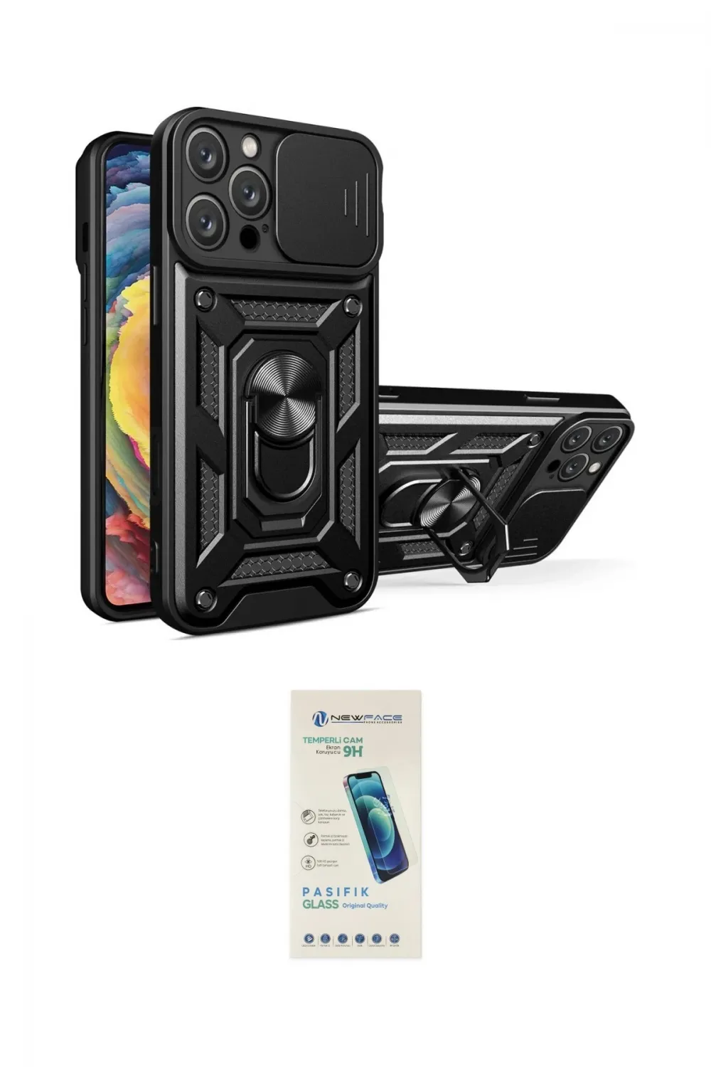 ieg™ iPhone 16 Pro Kılıf Ahenk Klasik - Şeffaf Pasifik Cam Ekran Koruyucu