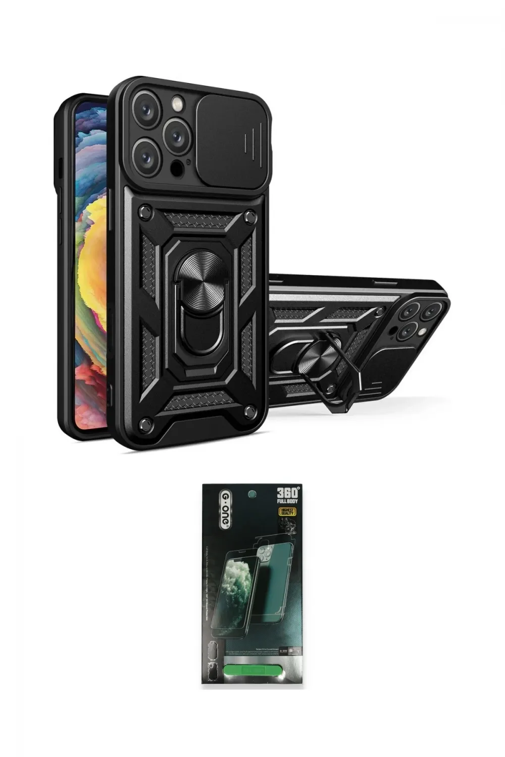 ieg™ iPhone 16 Pro Kılıf Ahenk Klasik - Siyah 360 Mat Full Body Arka Koruyucu