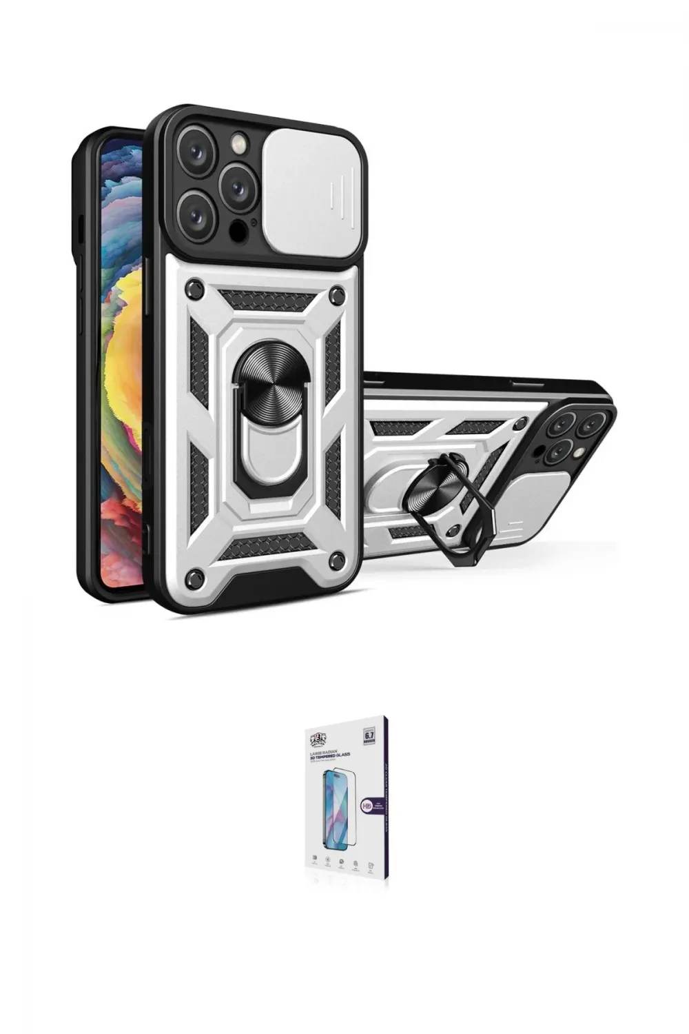 ieg™ iPhone 16 Pro Kılıf Ahenk Klasik - Siyah Bilvis 0.18mm Plus Cam Ekran Koruyucu