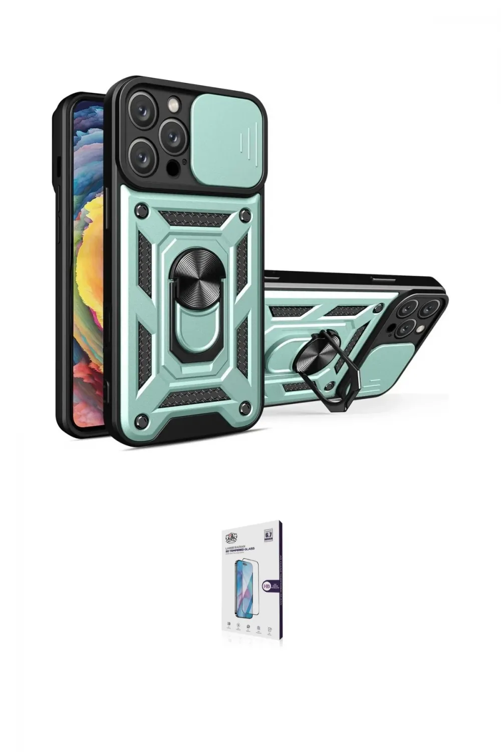 ieg™ iPhone 16 Pro Kılıf Ahenk Klasik - Siyah Bilvis 0.18mm Plus Cam Ekran Koruyucu