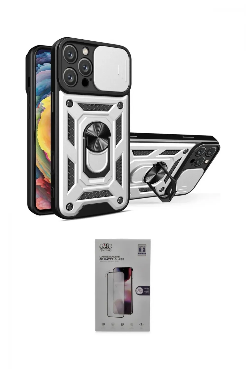 ieg™ iPhone 16 Pro Kılıf Ahenk Klasik - Siyah Bilvis 3D Mat Cam Ekran Koruyucu