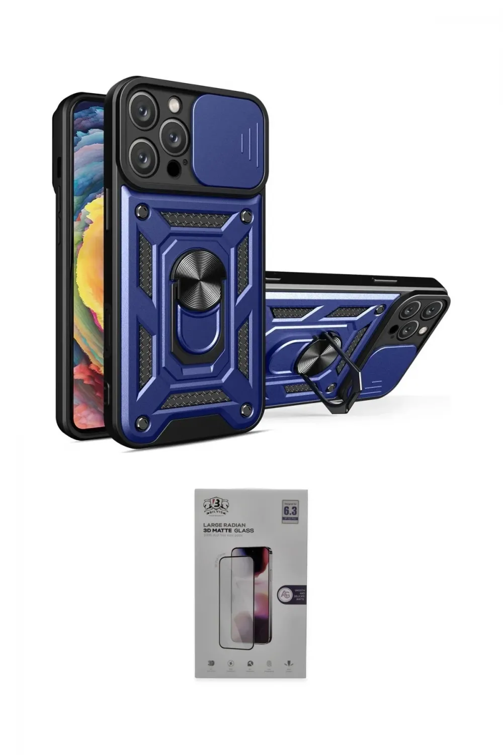 ieg™ iPhone 16 Pro Kılıf Ahenk Klasik - Siyah Bilvis 3D Mat Cam Ekran Koruyucu