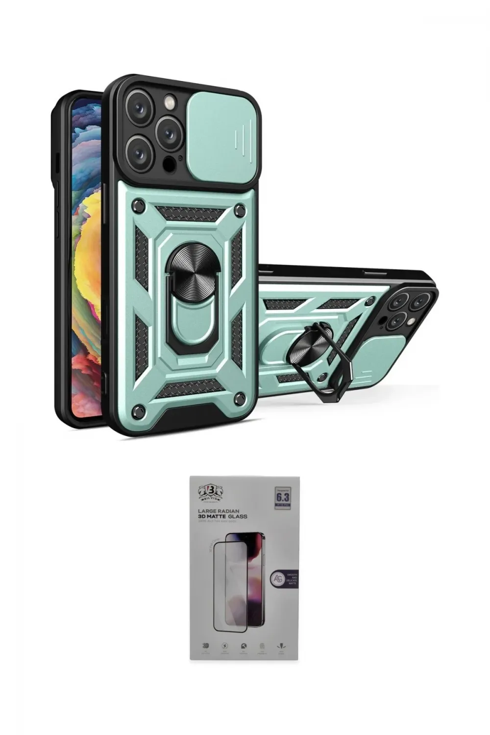 ieg™ iPhone 16 Pro Kılıf Ahenk Klasik - Siyah Bilvis 3D Mat Cam Ekran Koruyucu