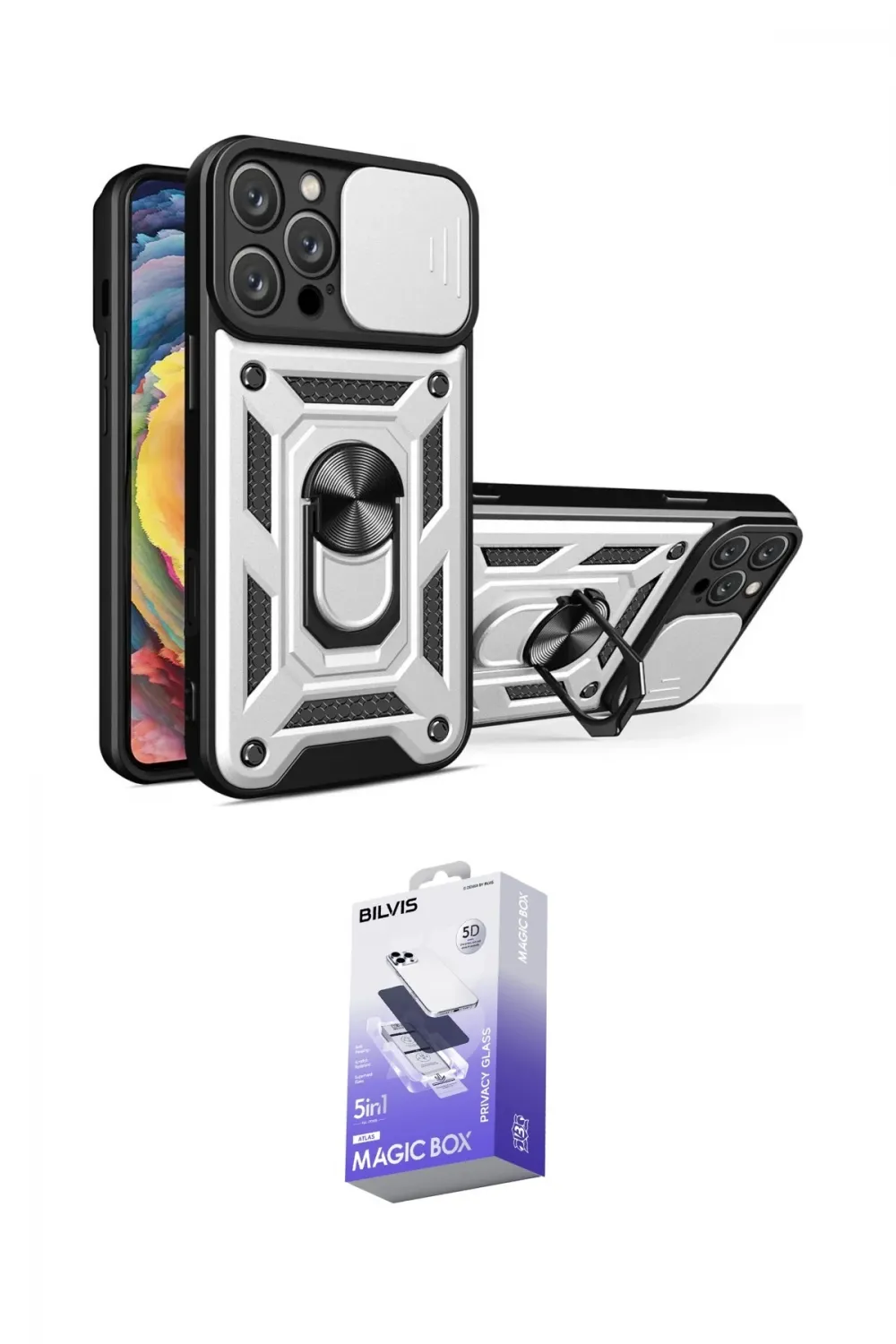 ieg™ iPhone 16 Pro Kılıf Ahenk Klasik - Siyah Bilvis 5in1 5D Magic Hayalet Cam Ekran Koruyucu