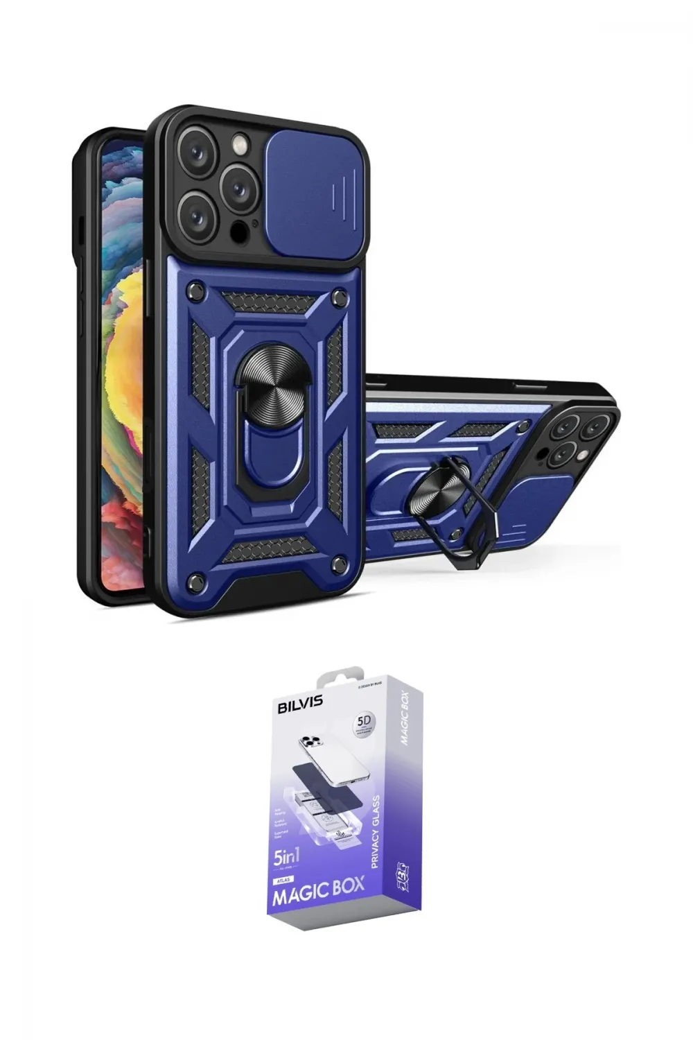 ieg™ iPhone 16 Pro Kılıf Ahenk Klasik - Siyah Bilvis 5in1 5D Magic Hayalet Cam Ekran Koruyucu