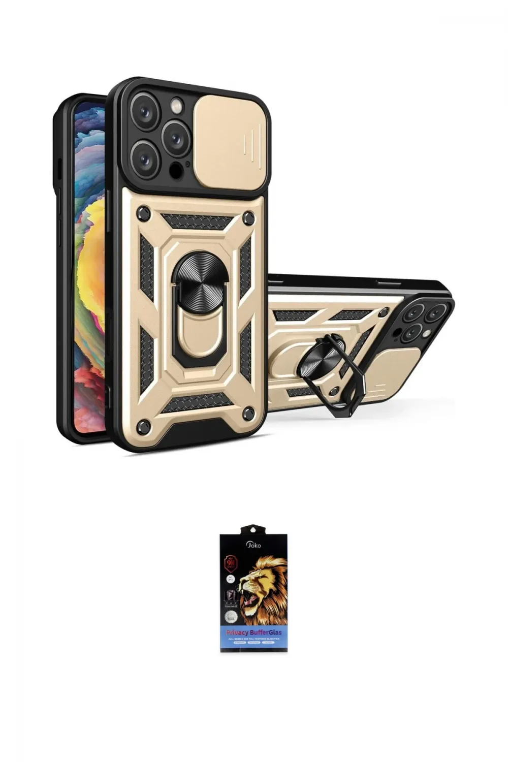 ieg™ iPhone 16 Pro Kılıf Ahenk Klasik - Siyah Buffer Hayalet Cam Ekran Koruyucu
