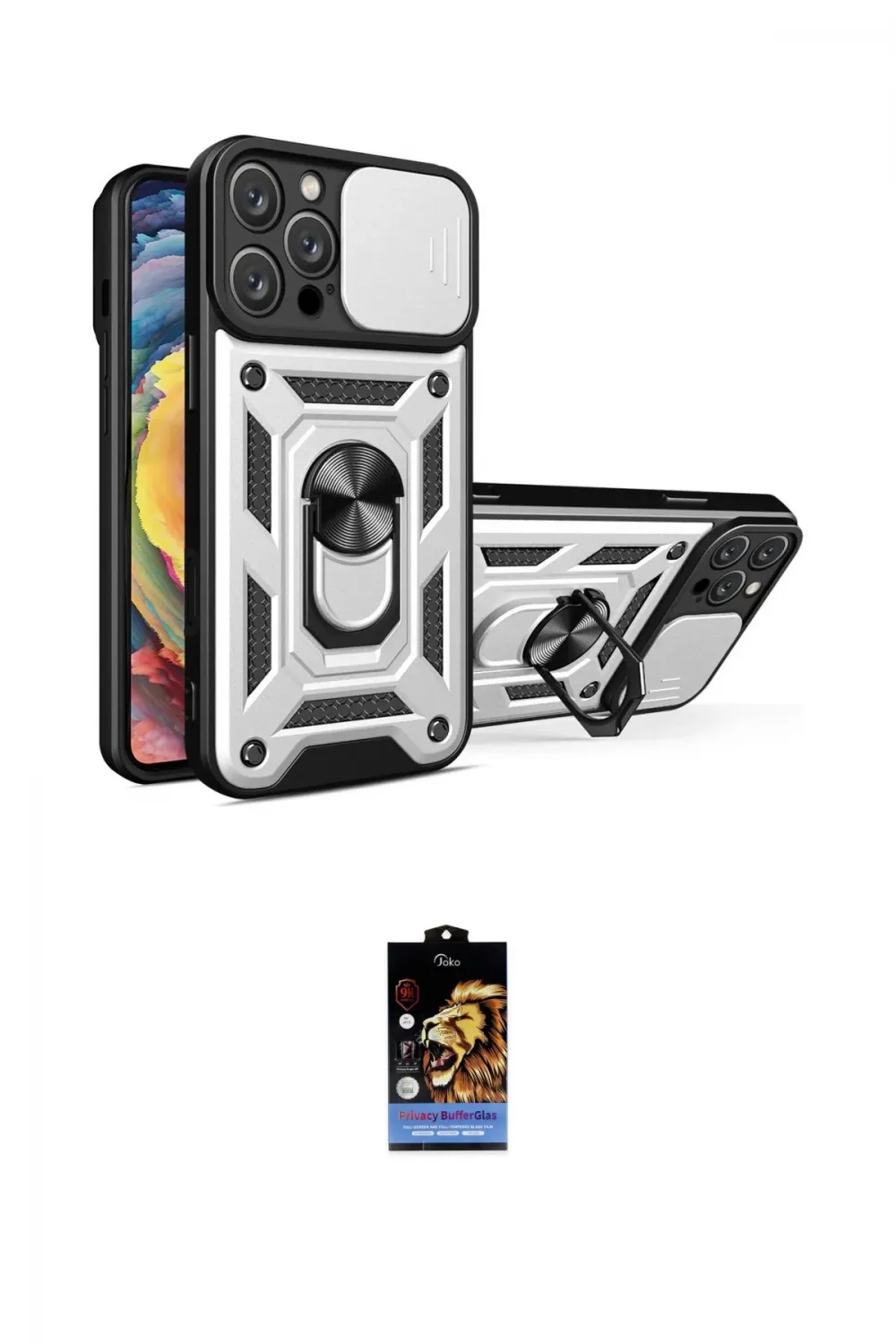 ieg™ iPhone 16 Pro Kılıf Ahenk Klasik - Siyah Buffer Hayalet Cam Ekran Koruyucu