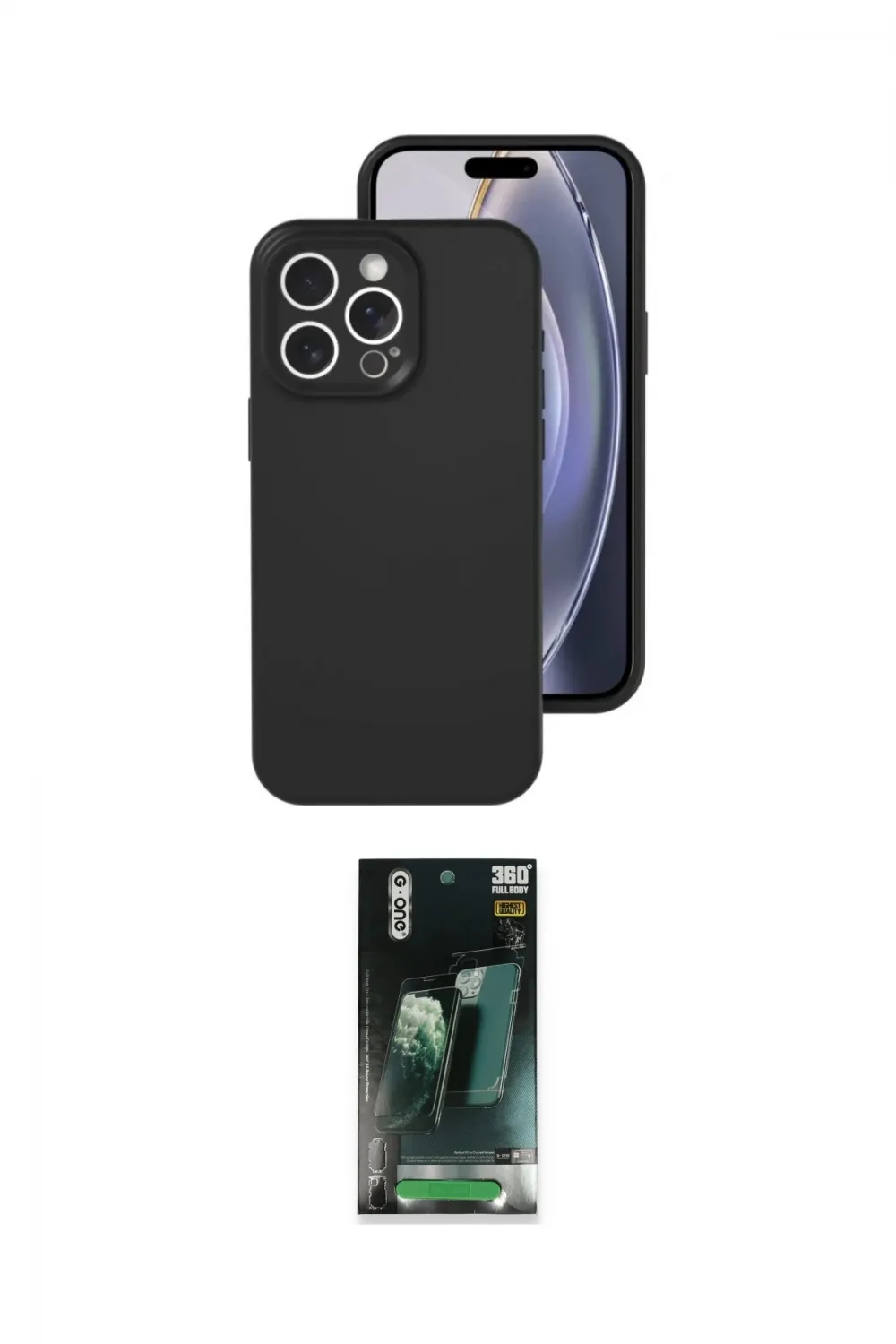 ieg™ iPhone 16 Pro Kılıf Ahenk Serisi - Siyah 360 Mat Full Body Arka Koruyucu