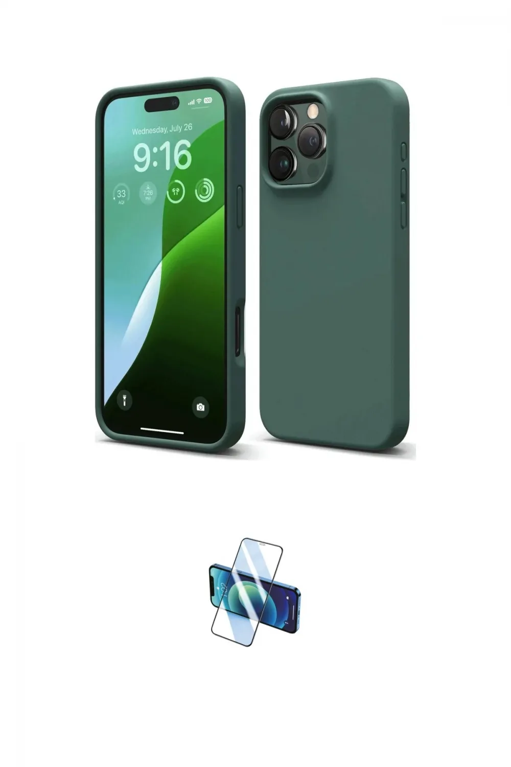 ieg™ iPhone 16 Pro Kılıf Ahenk Serisi - Siyah 3D Antistatik Seramik Nano Ekran Koruyucu