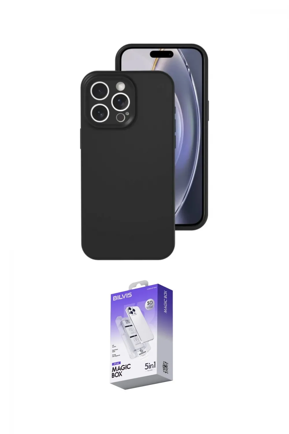 ieg™ iPhone 16 Pro Kılıf Ahenk Serisi - Siyah Bilvis 5in1 3D Magic Cam Ekran Koruyucu