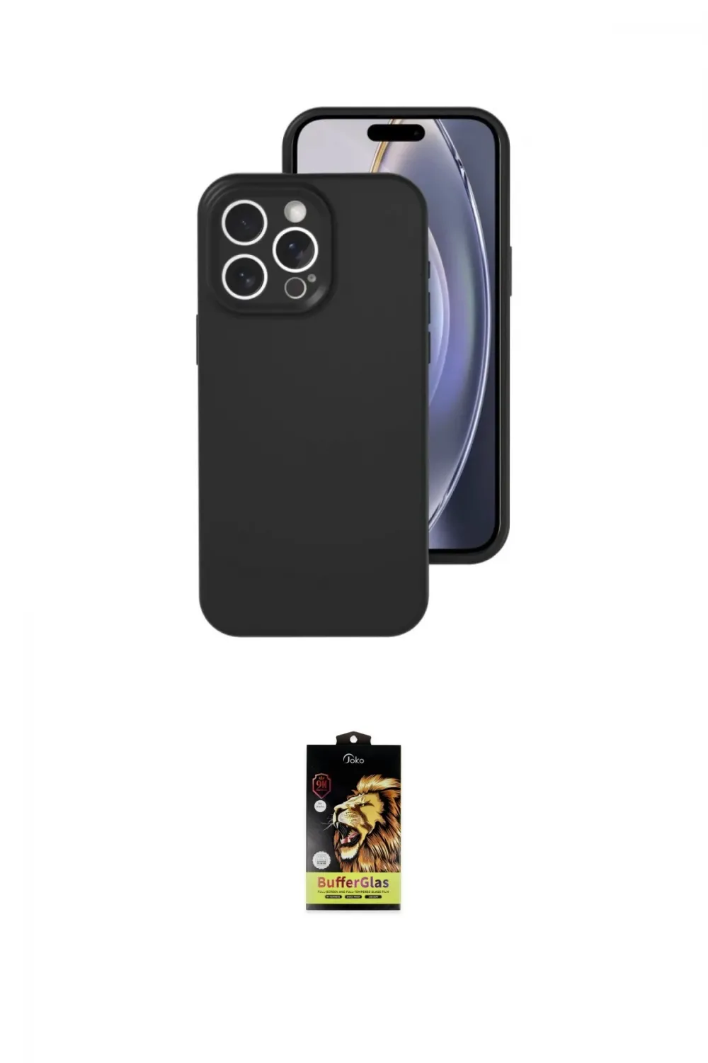 ieg™ iPhone 16 Pro Kılıf Ahenk Serisi - Siyah Buffer Cam Ekran Koruyucu