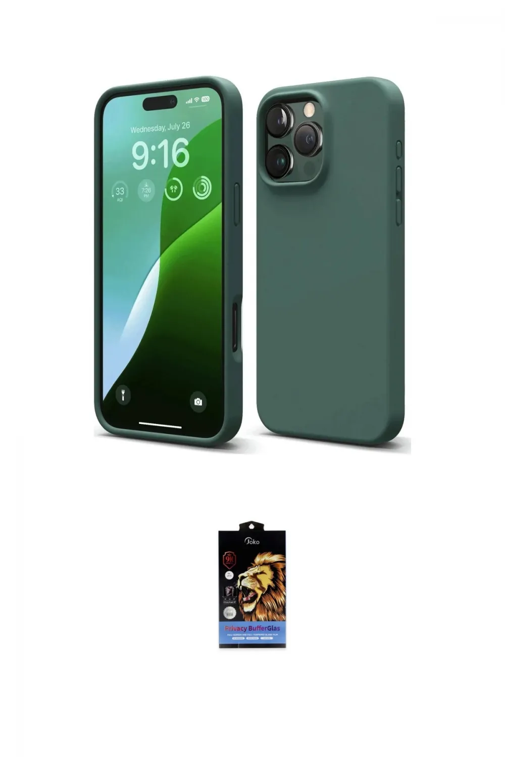 ieg™ iPhone 16 Pro Kılıf Ahenk Serisi - Siyah Buffer Hayalet Cam Ekran Koruyucu