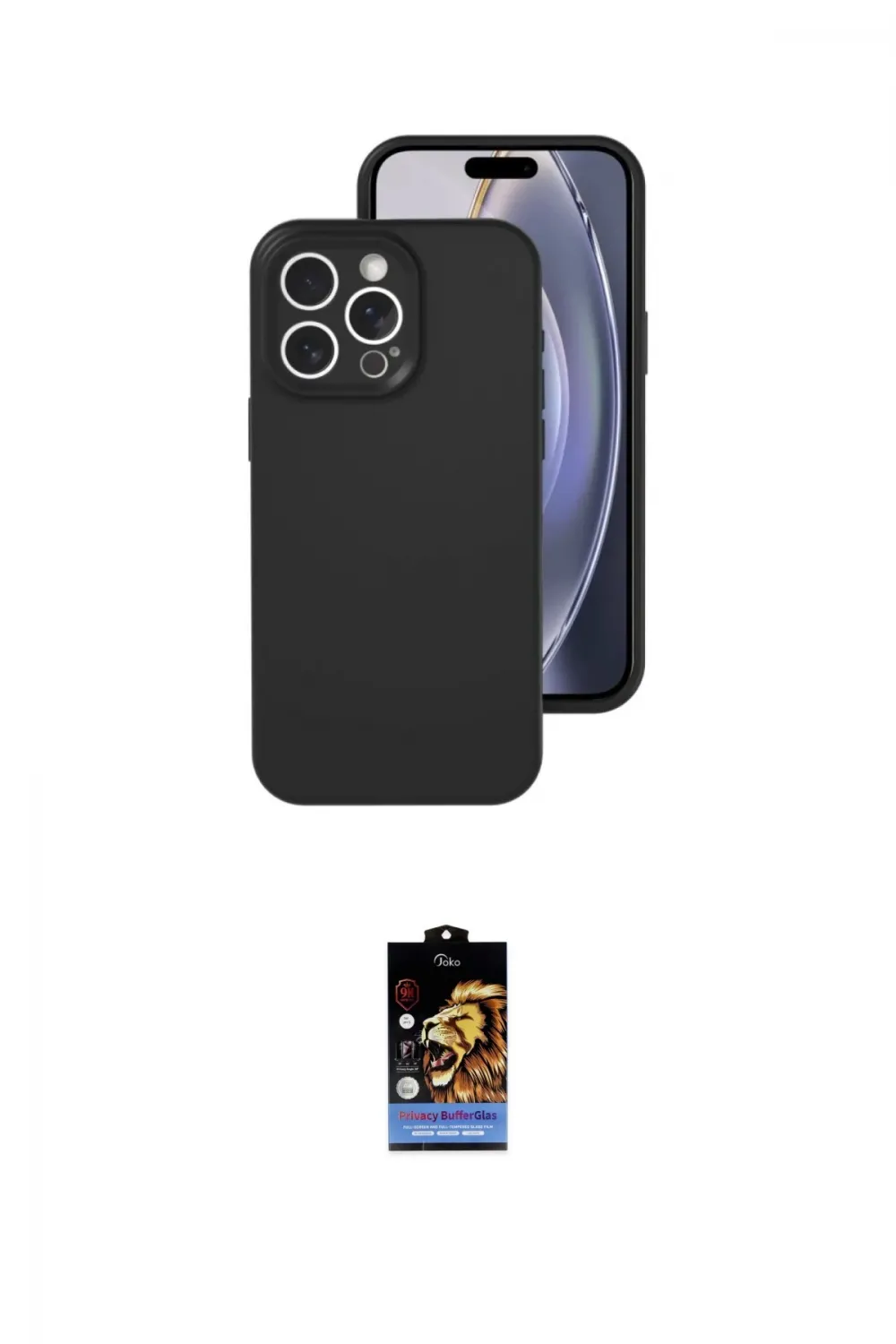 ieg™ iPhone 16 Pro Kılıf Ahenk Serisi - Siyah Buffer Hayalet Cam Ekran Koruyucu