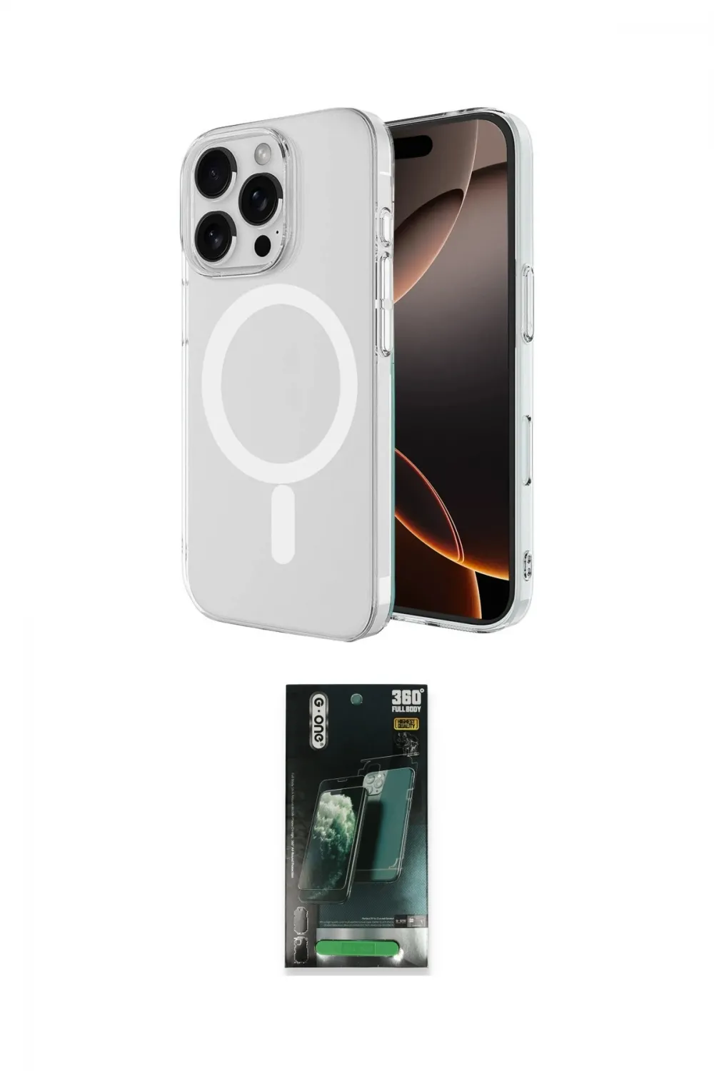 ieg™ iPhone 16 Pro Kılıf Ahenk Yansıma Prime - Siyah 360 Mat Full Body Arka Koruyucu