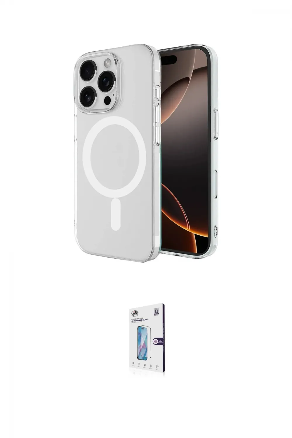 ieg™ iPhone 16 Pro Kılıf Ahenk Yansıma Prime - Siyah Bilvis 0.18mm Plus Cam Ekran Koruyucu