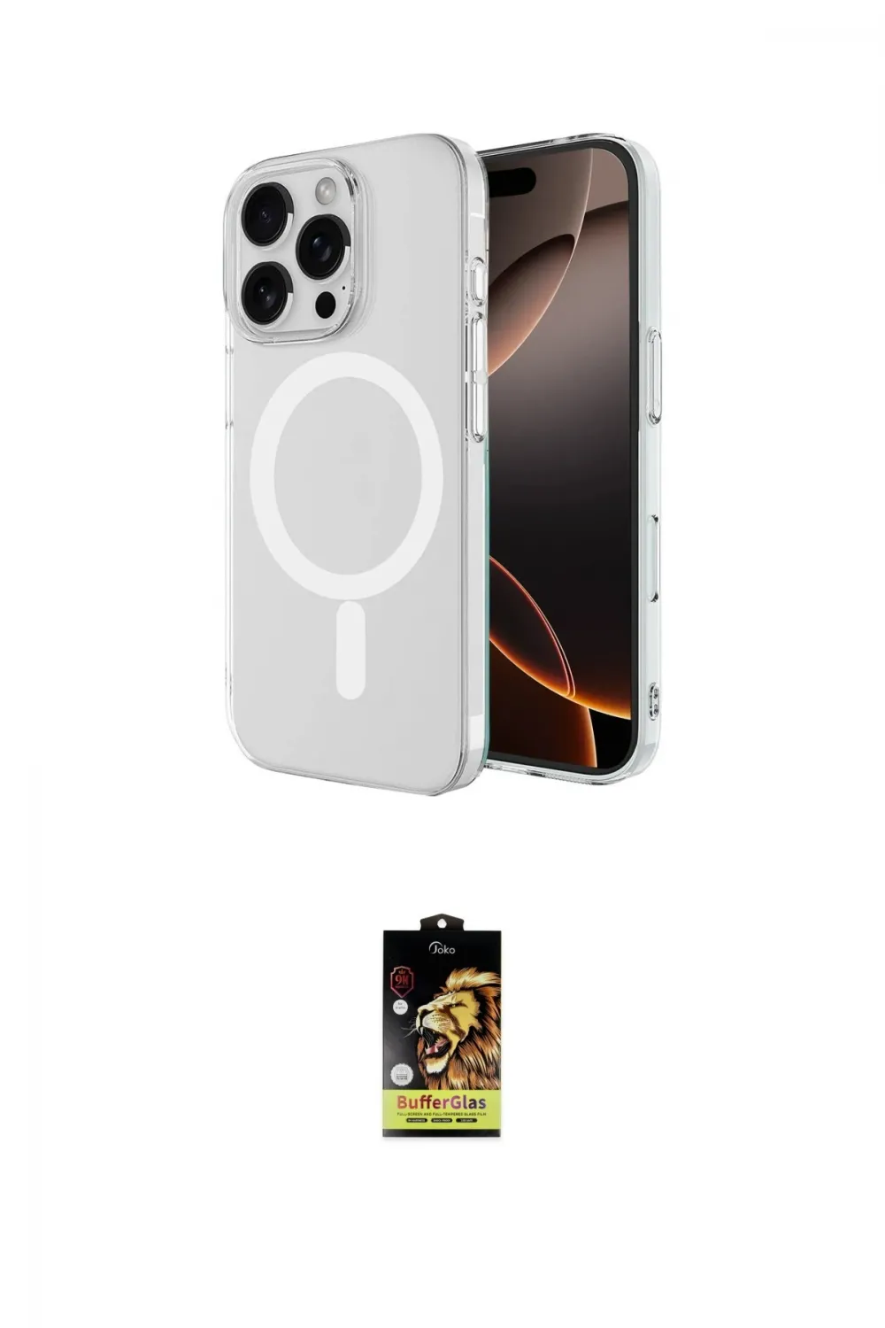 ieg™ iPhone 16 Pro Kılıf Ahenk Yansıma Prime - Siyah Buffer Cam Ekran Koruyucu