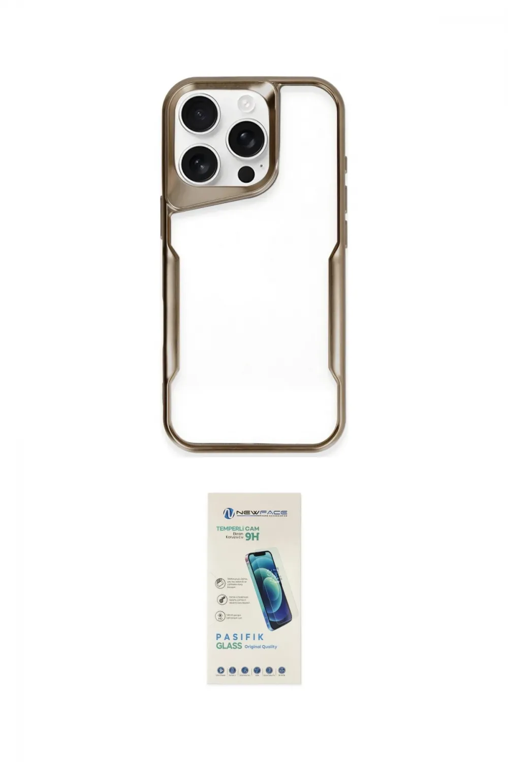 ieg™ iPhone 16 Pro Kılıf Akış Çizgi Koleksiyonu - Şeffaf Pasifik Cam Ekran Koruyucu