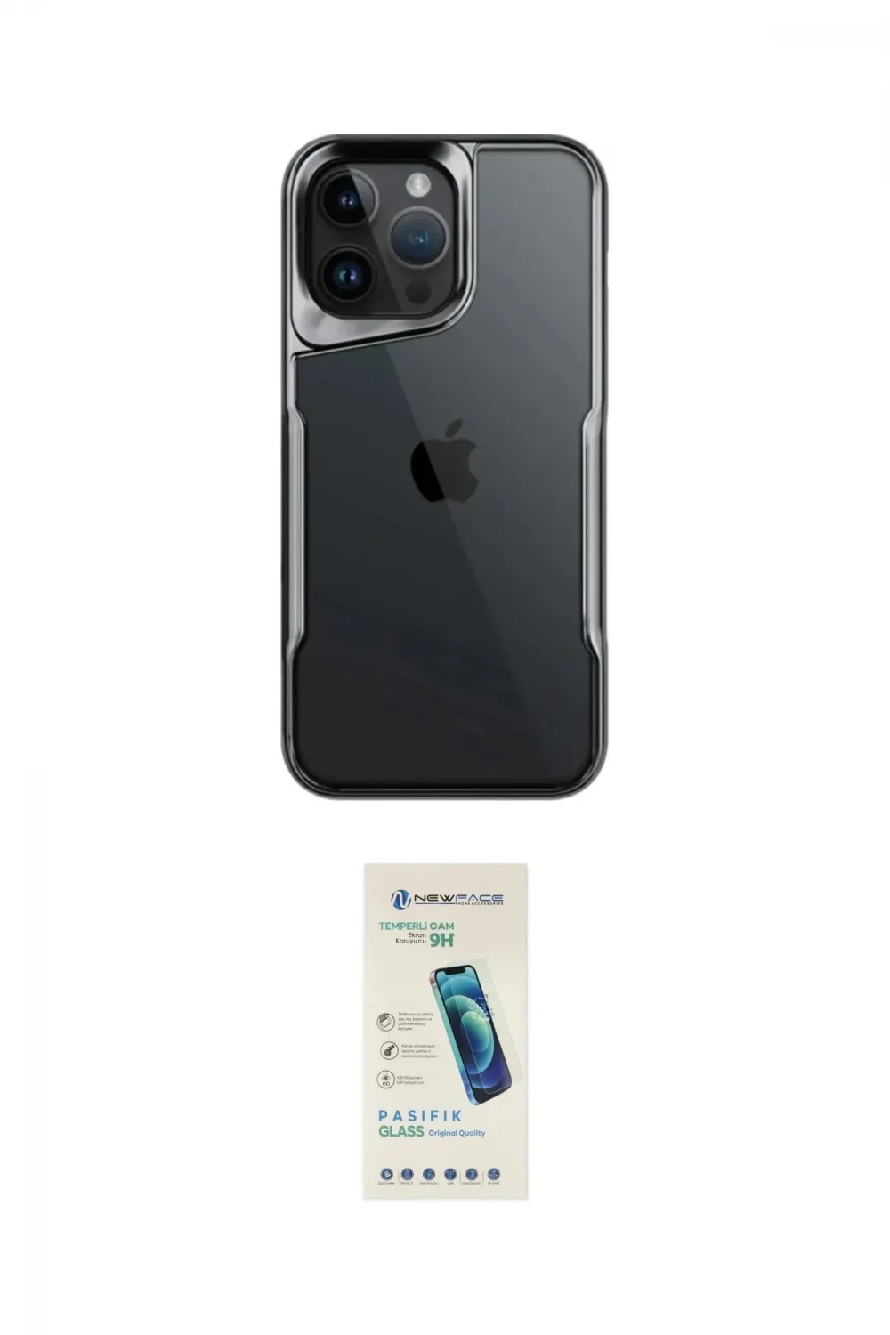 ieg™ iPhone 16 Pro Kılıf Akış Çizgi Koleksiyonu - Şeffaf Pasifik Cam Ekran Koruyucu