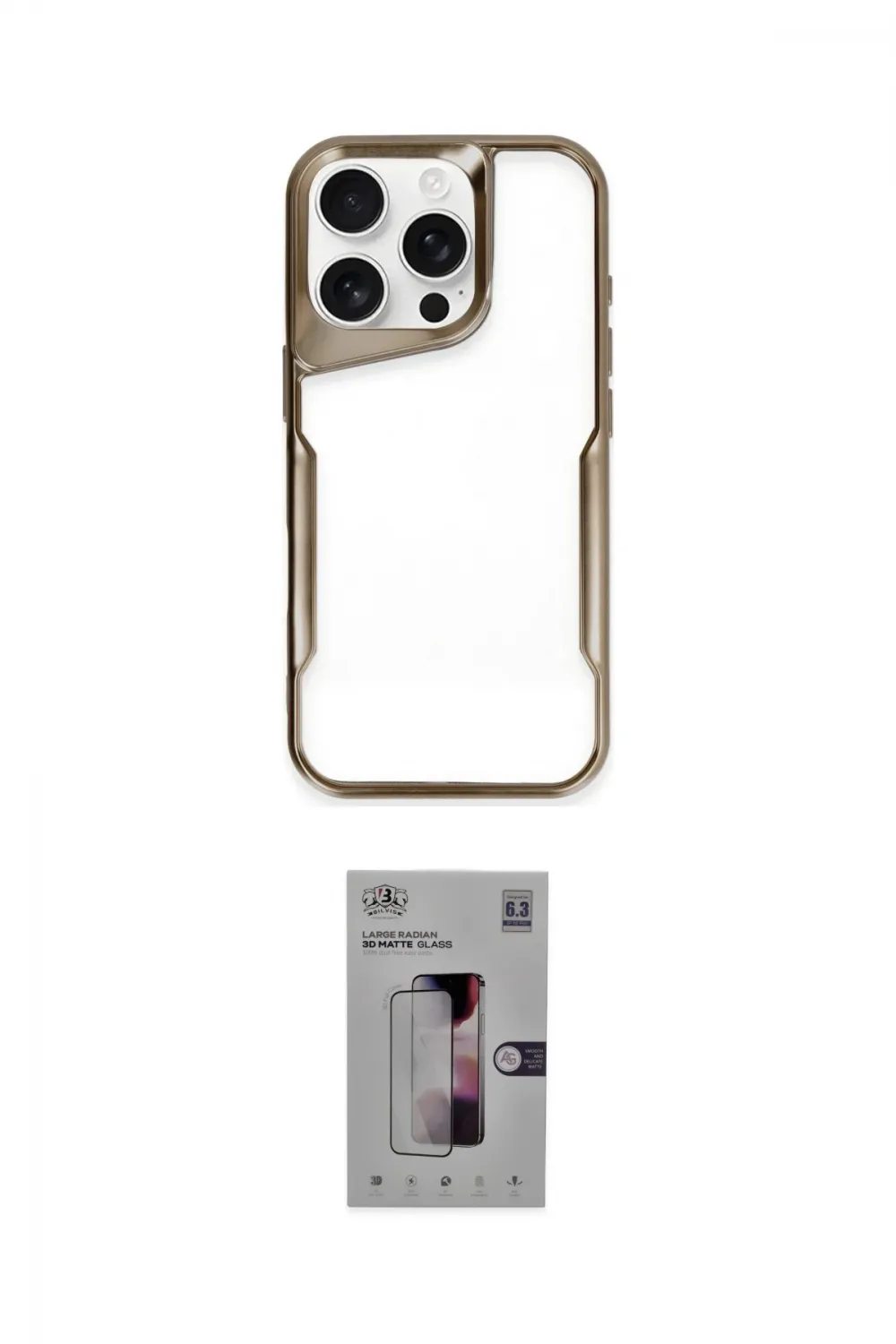 ieg™ iPhone 16 Pro Kılıf Akış Çizgi Koleksiyonu - Siyah Bilvis 3D Mat Cam Ekran Koruyucu