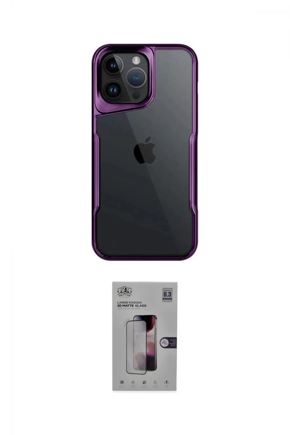 ieg™ iPhone 16 Pro Kılıf Akış Çizgi Koleksiyonu - Siyah Bilvis 3D Mat Cam Ekran Koruyucu