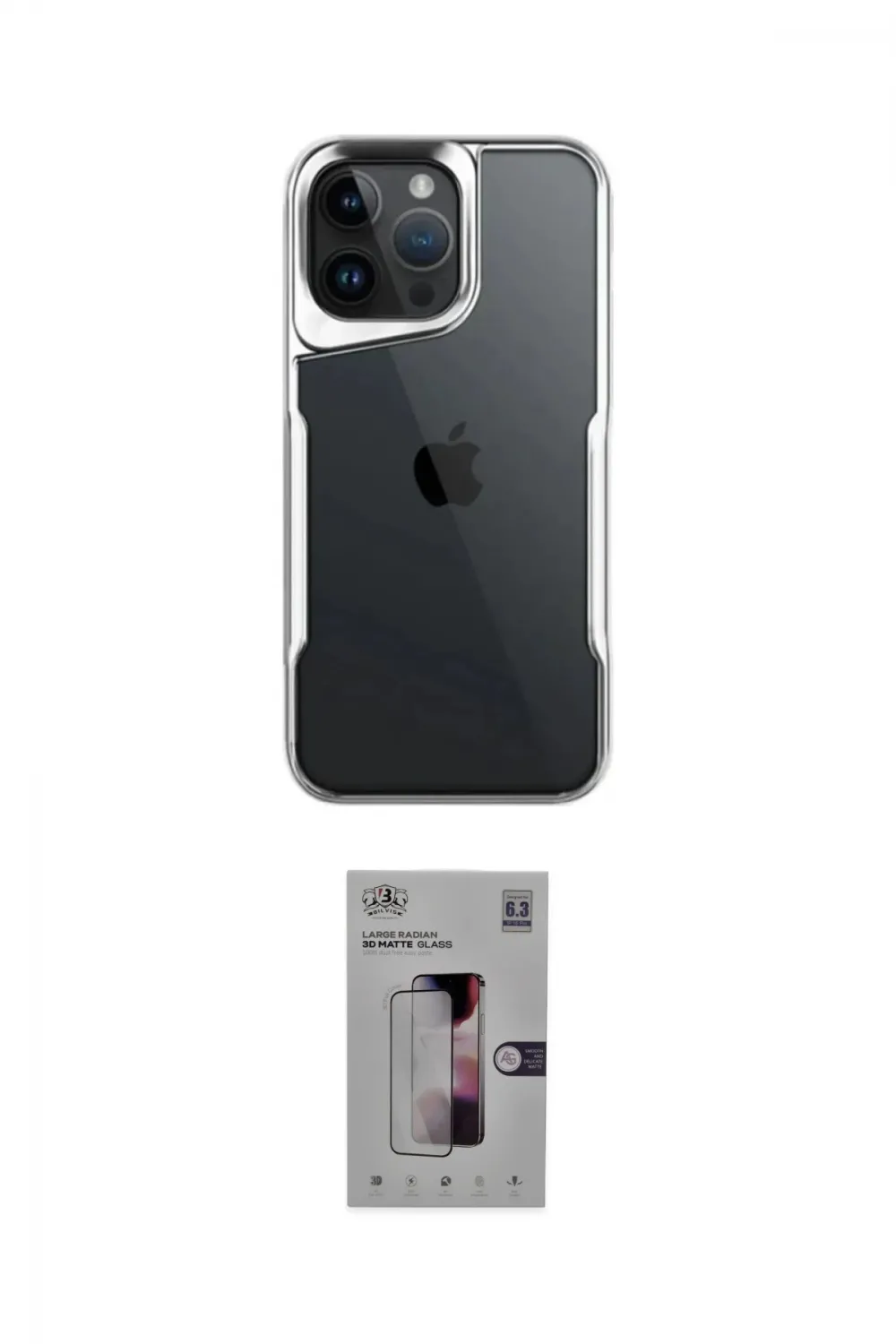 ieg™ iPhone 16 Pro Kılıf Akış Çizgi Koleksiyonu - Siyah Bilvis 3D Mat Cam Ekran Koruyucu
