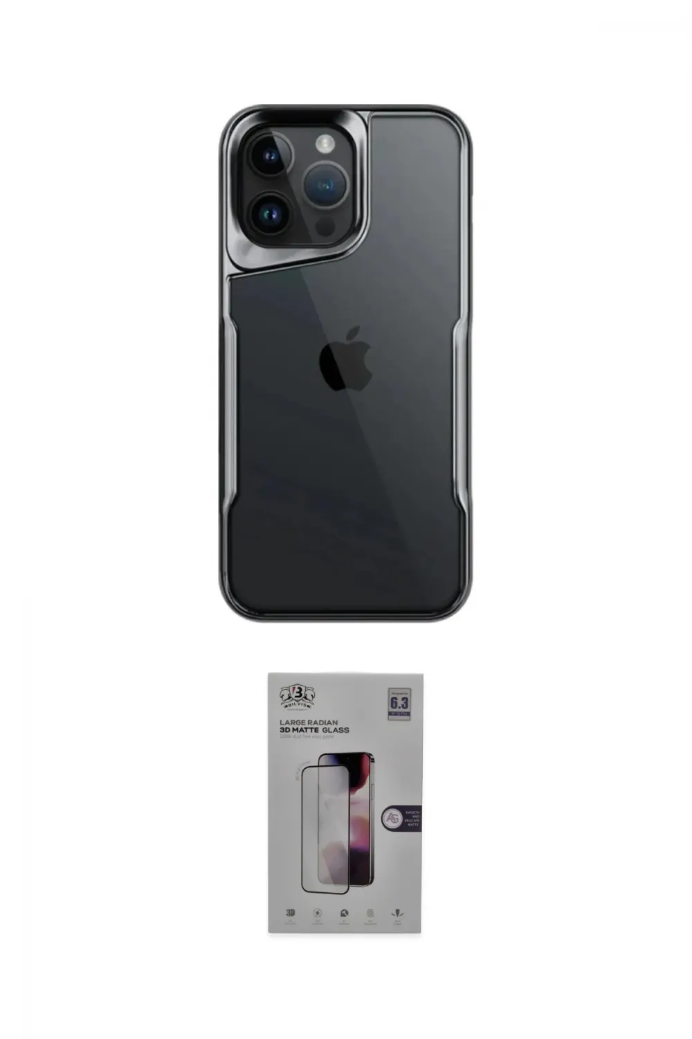 ieg™ iPhone 16 Pro Kılıf Akış Çizgi Koleksiyonu - Siyah Bilvis 3D Mat Cam Ekran Koruyucu
