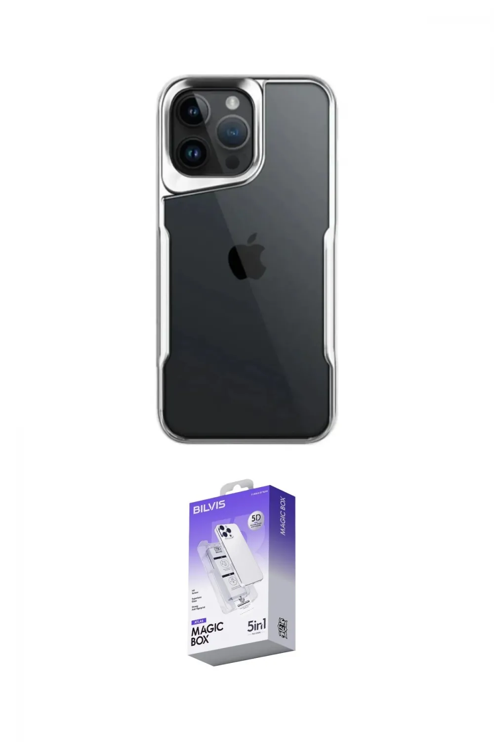 ieg™ iPhone 16 Pro Kılıf Akış Çizgi Koleksiyonu - Siyah Bilvis 5in1 3D Magic Cam Ekran Koruyucu