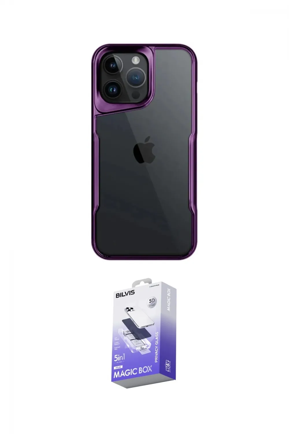 ieg™ iPhone 16 Pro Kılıf Akış Çizgi Koleksiyonu - Siyah Bilvis 5in1 5D Magic Hayalet Cam Ekran Koruyucu