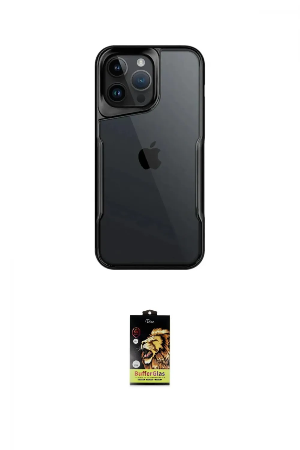 ieg™ iPhone 16 Pro Kılıf Akış Çizgi Koleksiyonu - Siyah Buffer Cam Ekran Koruyucu