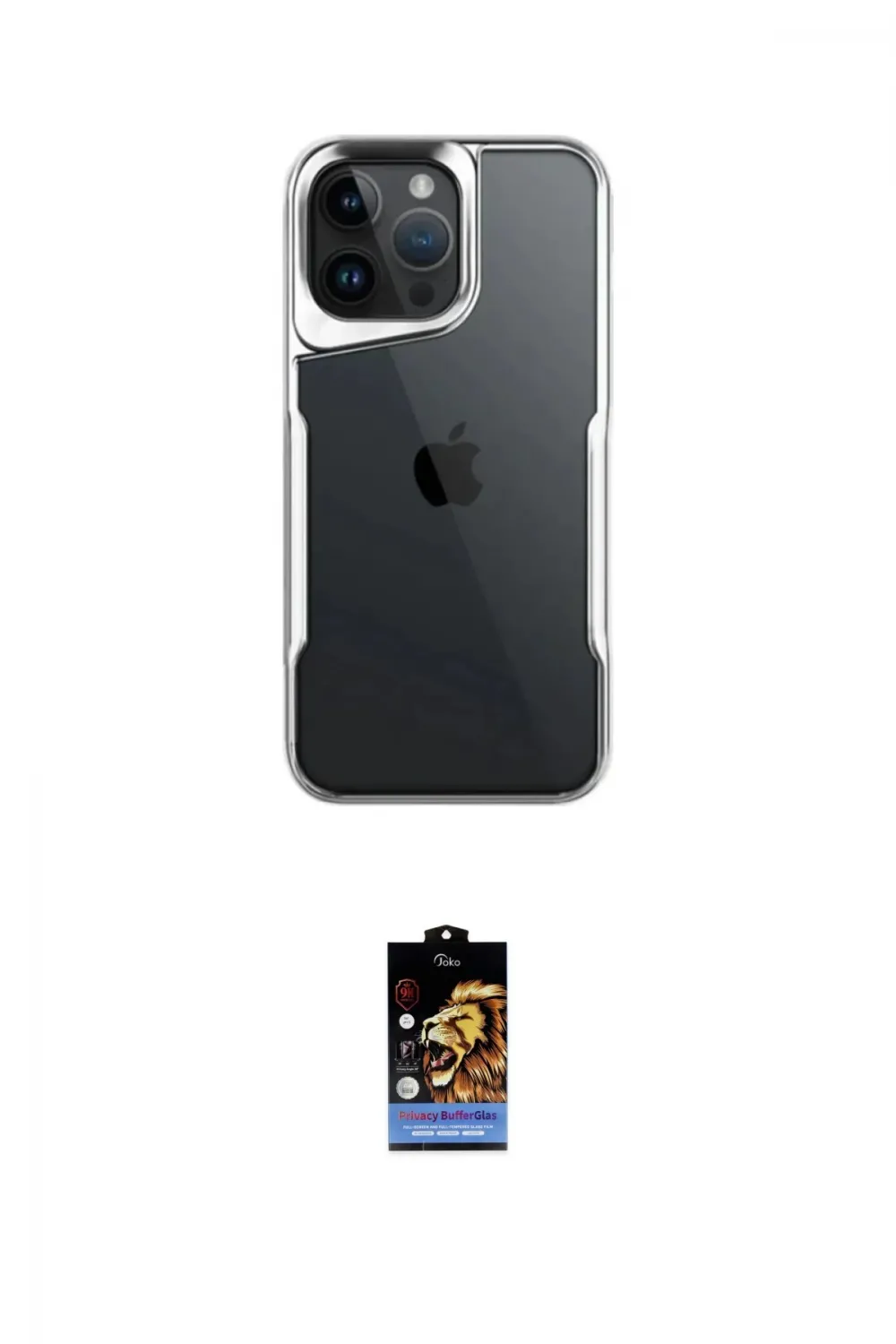 ieg™ iPhone 16 Pro Kılıf Akış Çizgi Koleksiyonu - Siyah Buffer Hayalet Cam Ekran Koruyucu