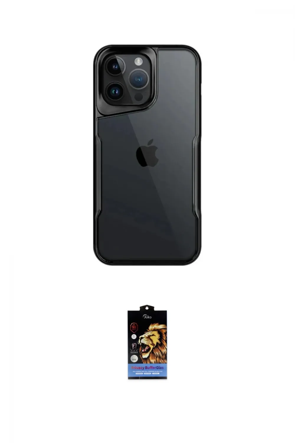 ieg™ iPhone 16 Pro Kılıf Akış Çizgi Koleksiyonu - Siyah Buffer Hayalet Cam Ekran Koruyucu